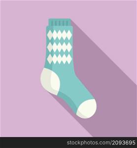 Design sock icon flat vector. Cute cotton item. Wool sock. Design sock icon flat vector. Cute cotton item