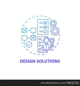Design solutions concept icon. User-centered work process abstract idea thin line illustration. Achieving business needs. Attractive customer interface. Vector isolated outline color drawing. Design solutions concept icon