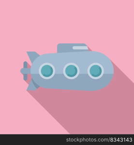 Design submarine icon flat vector. Underwater ship. Army vehicle. Design submarine icon flat vector. Underwater ship