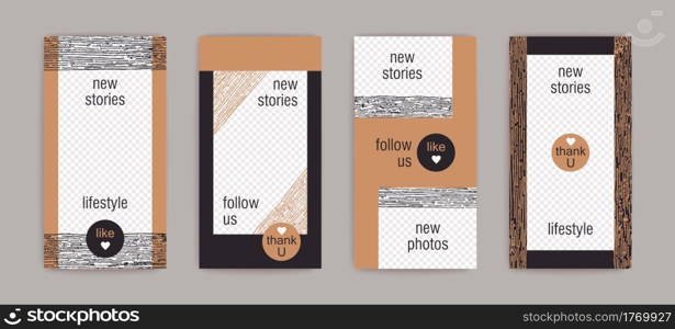 Design templates for social media banner. Set of vector frames for stories and posts. Contemporary boho style mockups. Design templates for social media banner. Set of vector frames for stories and posts. Contemporary boho style