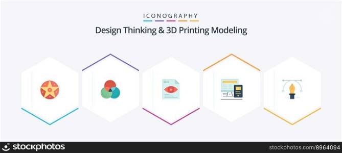Design Thinking And D Printing Modeling 25 Flat icon pack including text. pen . text . calculatre. monitor