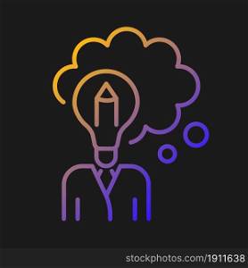 Design thinking gradient vector icon for dark theme. Imagination and inspiration. Analysis and evaluation. Thin line color symbol. Modern style pictogram. Vector isolated outline drawing. Design thinking gradient vector icon for dark theme