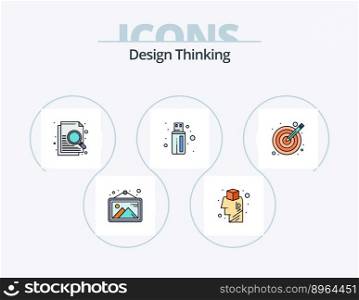 Design Thinking Line Filled Icon Pack 5 Icon Design. . mind. file. knowledge. usb