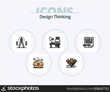 Design Thinking Line Filled Icon Pack 5 Icon Design. pen. card. service. color. bolt