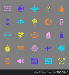 Design time color icons on gray background, stock vector