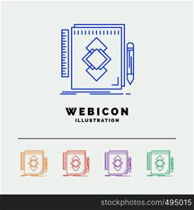 design, Tool, identity, draw, development 5 Color Line Web Icon Template isolated on white. Vector illustration. Vector EPS10 Abstract Template background