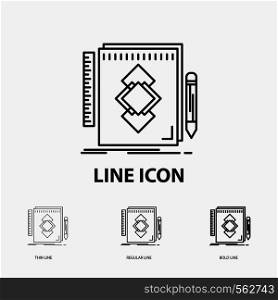 design, Tool, identity, draw, development Icon in Thin, Regular and Bold Line Style. Vector illustration. Vector EPS10 Abstract Template background