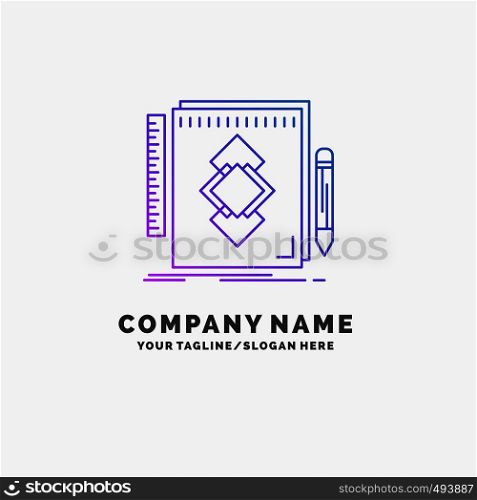 design, Tool, identity, draw, development Purple Business Logo Template. Place for Tagline. Vector EPS10 Abstract Template background