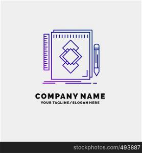 design, Tool, identity, draw, development Purple Business Logo Template. Place for Tagline. Vector EPS10 Abstract Template background