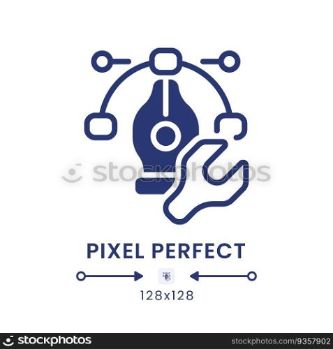 Design tools black solid desktop icon. Graphics software. Online marketing. Creative tasks. Pixel perfect 128x128, outline 4px. Silhouette symbol on white space. Glyph pictogram. Isolated vector image. Design tools black solid desktop icon
