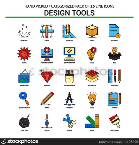 Design Tools Flat Line Icon Set - Business Concept Icons Design