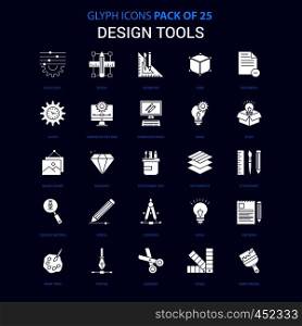 Design Tools White icon over Blue background. 25 Icon Pack