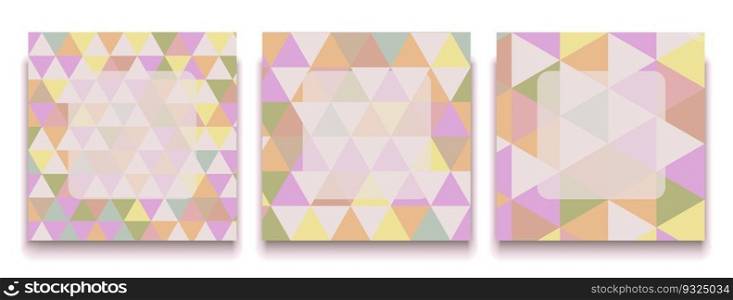 Design triangles backgrounds for social media banner.Set of instagram stories and post frame templates.Vector cover. Mockup for personal blog