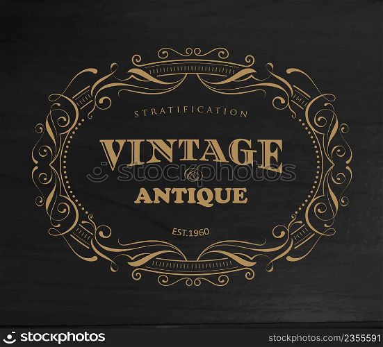 Design vintage frame antique label border vector