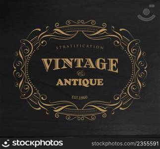 Design vintage frame antique label border vector