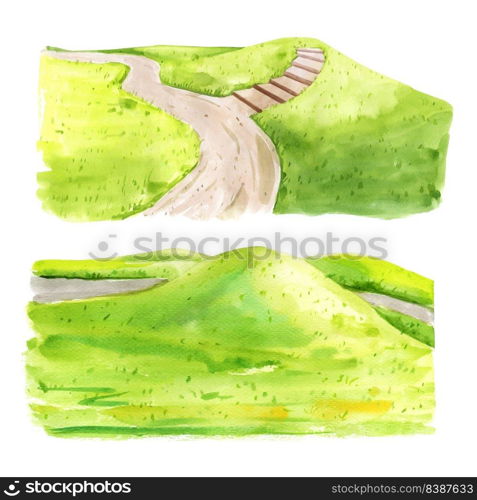 Design watercolor field illustration on white background for decorative use.