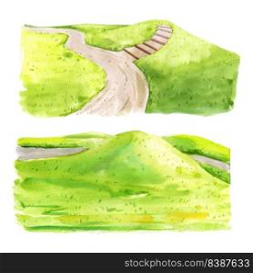 Design watercolor field illustration on white background for decorative use.