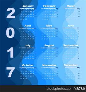 Design wave 2017 calendar template, stock vector