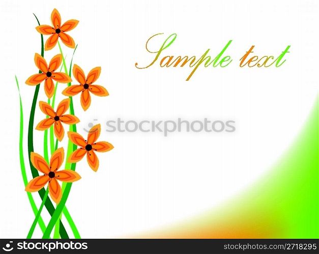 design with flowers and grass, abstract vector art illustration