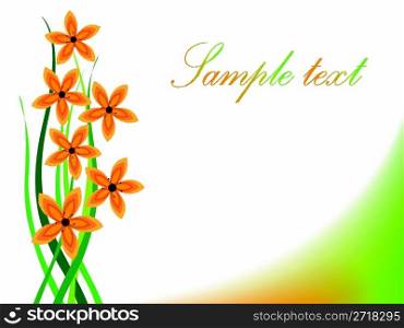 design with flowers and grass, abstract vector art illustration