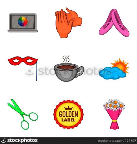 Design work icons set. Cartoon set of 9 design work vector icons for web isolated on white background. Design work icons set, cartoon style