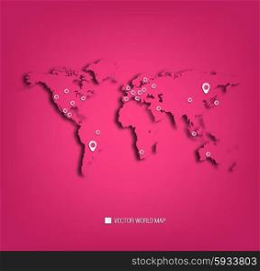 Design World Map On A Bright Ruby Background