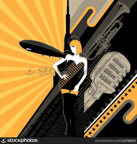Designed background with retro elements