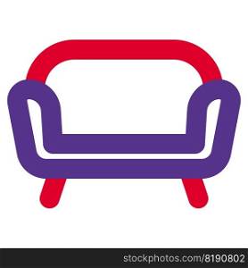 Designer couch with cushioned armrest.