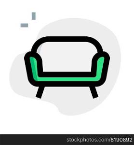Designer couch with cushioned armrest.