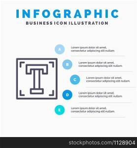 Designer, Font, Path, Program, Text Line icon with 5 steps presentation infographics Background
