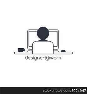 designer programmer computer theme. designer programmer computer theme vector art illustration