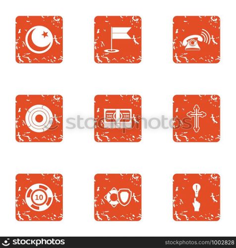 Desire icons set. Grunge set of 9 desire vector icons for web isolated on white background. Desire icons set, grunge style