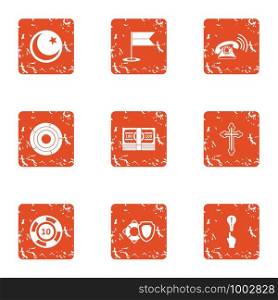 Desire icons set. Grunge set of 9 desire vector icons for web isolated on white background. Desire icons set, grunge style