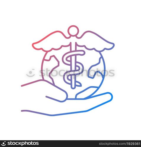 Desire to help future generations gradient linear vector icon. Transform healthcare. Effective drug development. Thin line color symbol. Modern style pictogram. Vector isolated outline drawing. Desire to help future generations gradient linear vector icon