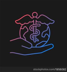 Desire to help future generations gradient vector icon for dark theme. Transform healthcare. Effective drug development. Thin line color symbol. Modern style pictogram. Vector isolated outline drawing. Desire to help future generations gradient vector icon for dark theme