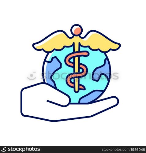 Desire to help future generations RGB color icon. Transforming healthcare. Effective drug development. Future perspectives. Medical research. Isolated vector illustration. Simple filled line drawing. Desire to help future generations RGB color icon