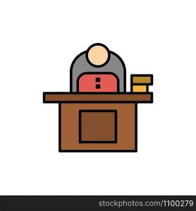 Desk, Business, Computer, Laptop, Person, Personal, User Flat Color Icon. Vector icon banner Template