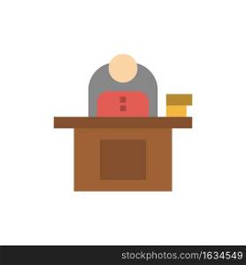 Desk, Business, Computer, Laptop, Person, Personal, User  Flat Color Icon. Vector icon banner Template
