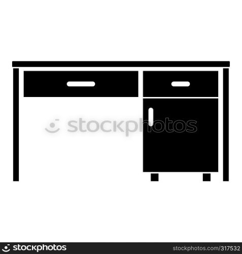 Desk Business office desk Written table Workplace in office concept icon black color vector illustration flat style simple image