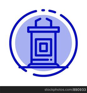 Desk, Conference, Meeting, Professor Blue Dotted Line Line Icon