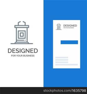 Desk, Conference, Meeting, Professor Grey Logo Design and Business Card Template