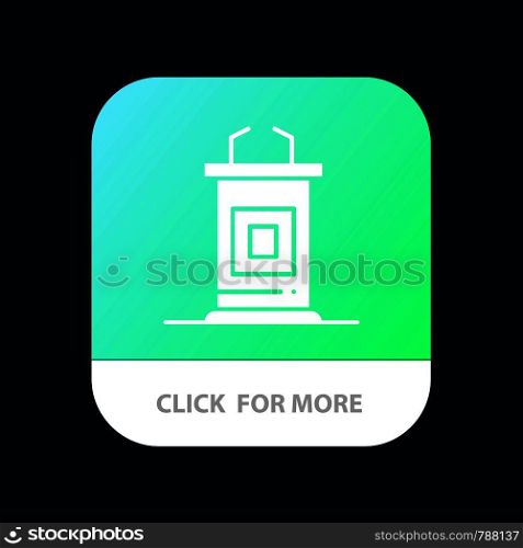 Desk, Conference, Meeting, Professor Mobile App Button. Android and IOS Glyph Version