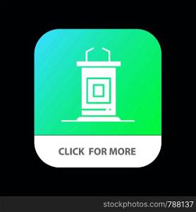 Desk, Conference, Meeting, Professor Mobile App Button. Android and IOS Glyph Version