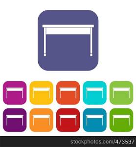 Desk icons set vector illustration in flat style In colors red, blue, green and other. Desk icons set flat