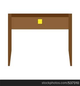 Desk office front view vector table. Business wooden workplace isolated flat icon