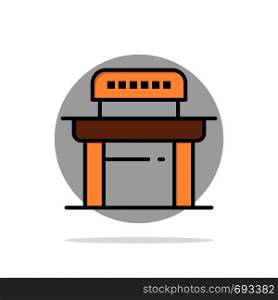 Desk, Student, Chair, School Abstract Circle Background Flat color Icon