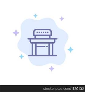 Desk, Student, Chair, School Blue Icon on Abstract Cloud Background