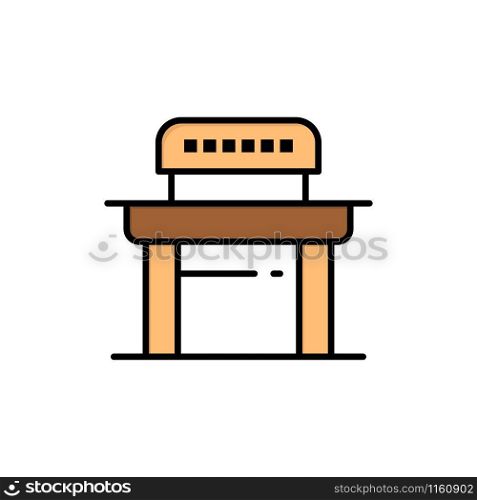 Desk, Student, Chair, School Flat Color Icon. Vector icon banner Template