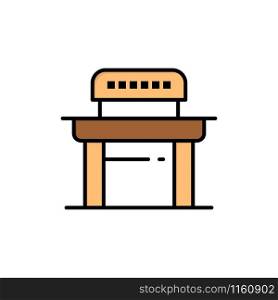 Desk, Student, Chair, School Flat Color Icon. Vector icon banner Template