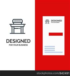 Desk, Student, Chair, School Grey Logo Design and Business Card Template